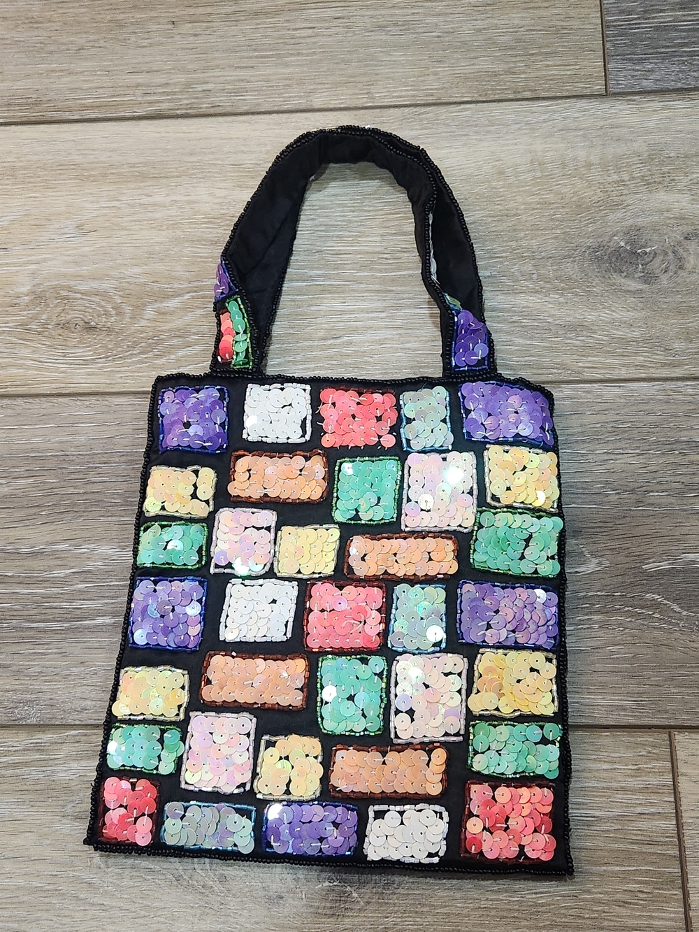 Bloomingdales Vintage Colorblock Sequin Mini Tote Bag in Multicolor